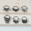 Fashion Ancient Silver Butterfly Nose Ring Stainless Steel Geometric Style With Polishing Also Ghost Head Cow Head Earrings And Bat Puncture Buckle Nose Ring