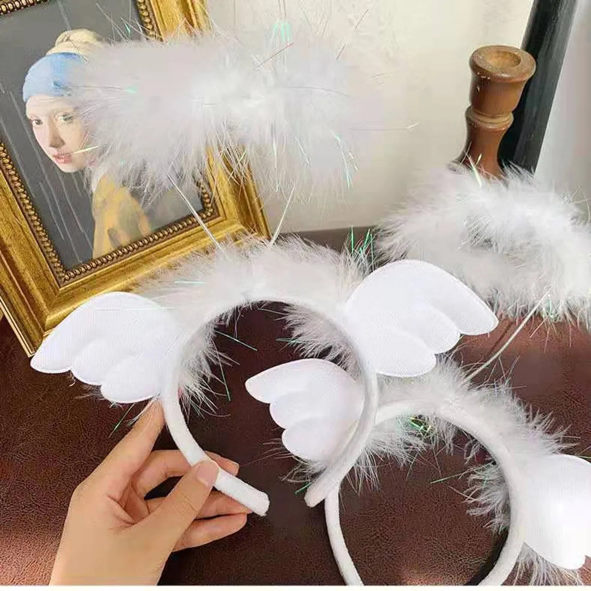 Fashion Angel Wings Goose Feather Luminous Headband Party Headdress Wholesale