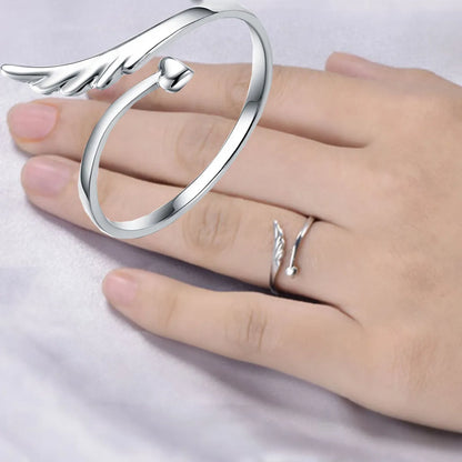 Fashion Angel Wings Heart Shape Alloy Plating Open Ring 1 Piece