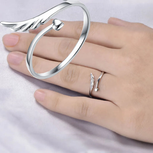 Fashion Angel Wings Heart Shape Alloy Plating Open Ring 1 Piece