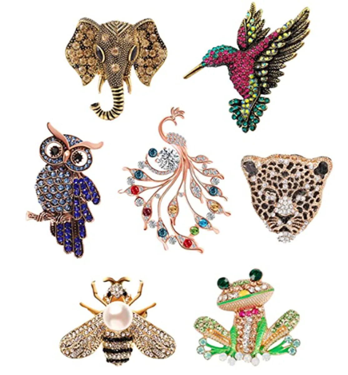 Fashion Animal Alloy Plating Artificial Gemstones Unisex Brooches