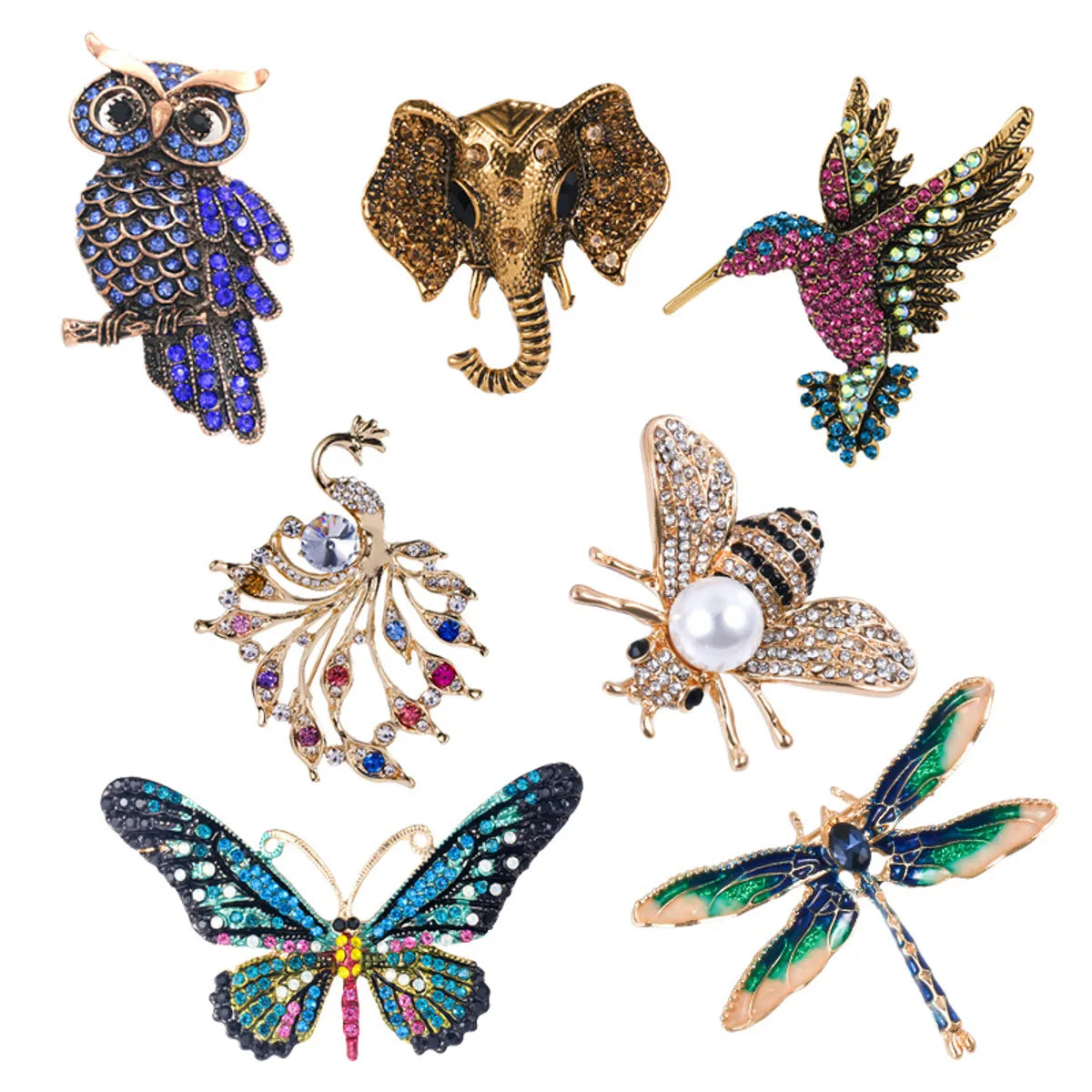 Fashion Animal Alloy Plating Diamond Women'S Brooches