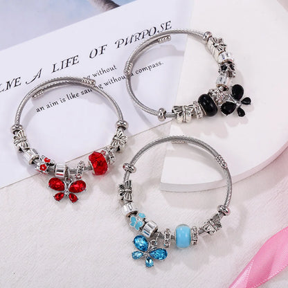 Fashion Animal Butterfly Metal Plating Rhinestones Women's Bangle 1 Piece