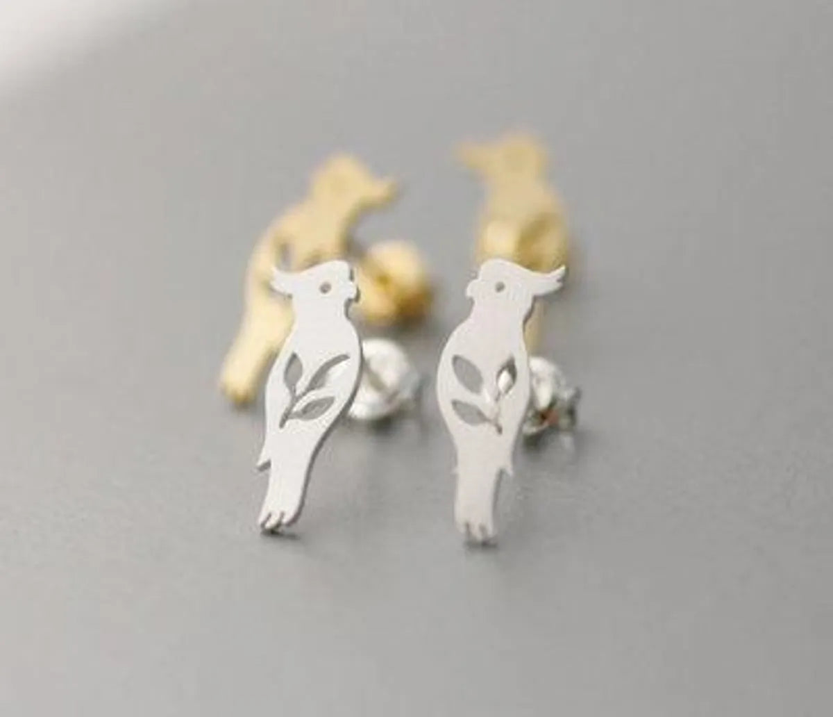 Fashion Animal Hollow Bird Parrot Alloy Earrings Nhcu146554