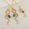 Fashion Animal Snake Pendant Necklace Copper Plated 18K Gold Microinlaid Color Zirconium