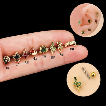 1 Piece Ear Cartilage Rings & Studs Fashion Animal 316 Stainless Steel  Copper Plating Zircon