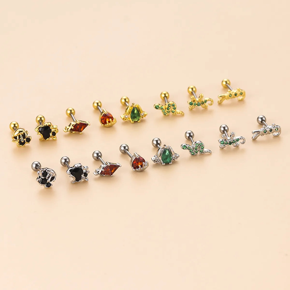 1 Piece Ear Cartilage Rings & Studs Fashion Animal 316 Stainless Steel  Copper Plating Zircon