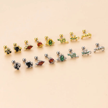 1 Piece Ear Cartilage Rings & Studs Fashion Animal 316 Stainless Steel  Copper Plating Zircon