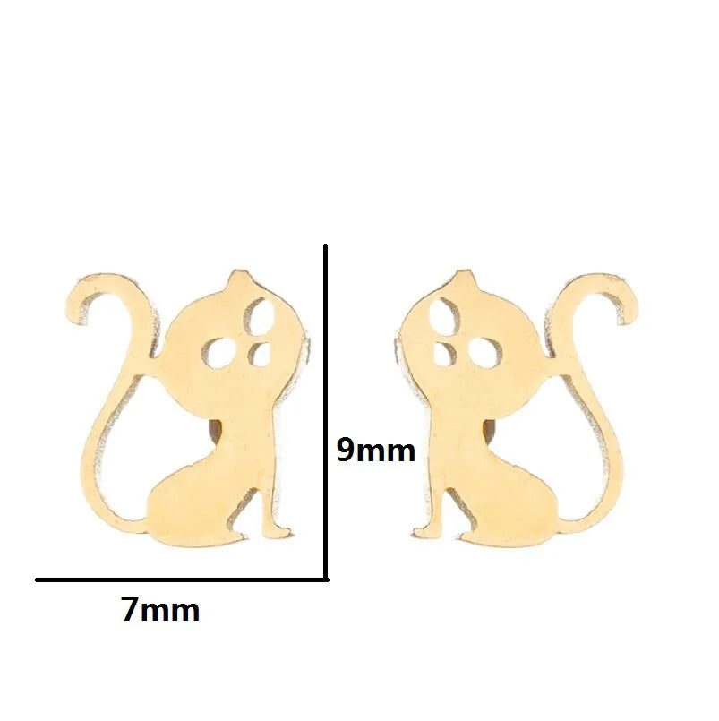 1 Pair Fashion Animal Hollow Out 304 Stainless Steel 18K Gold Plated Ear Studs