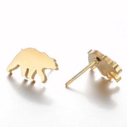 1 Pair Fashion Animal Hollow Out 304 Stainless Steel 18K Gold Plated Ear Studs