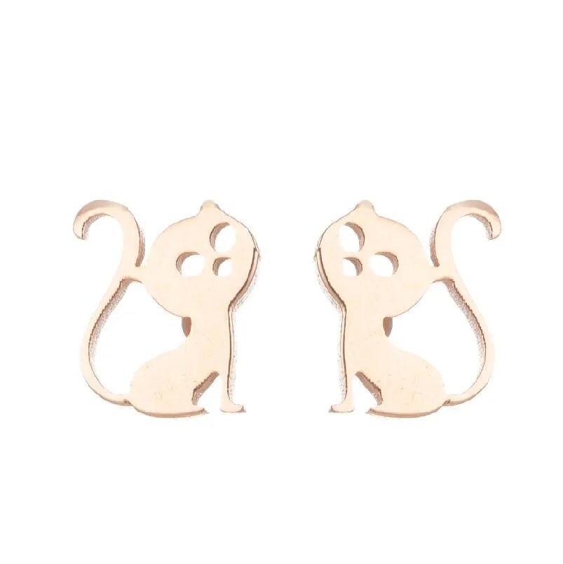 1 Pair Fashion Animal Hollow Out 304 Stainless Steel 18K Gold Plated Ear Studs