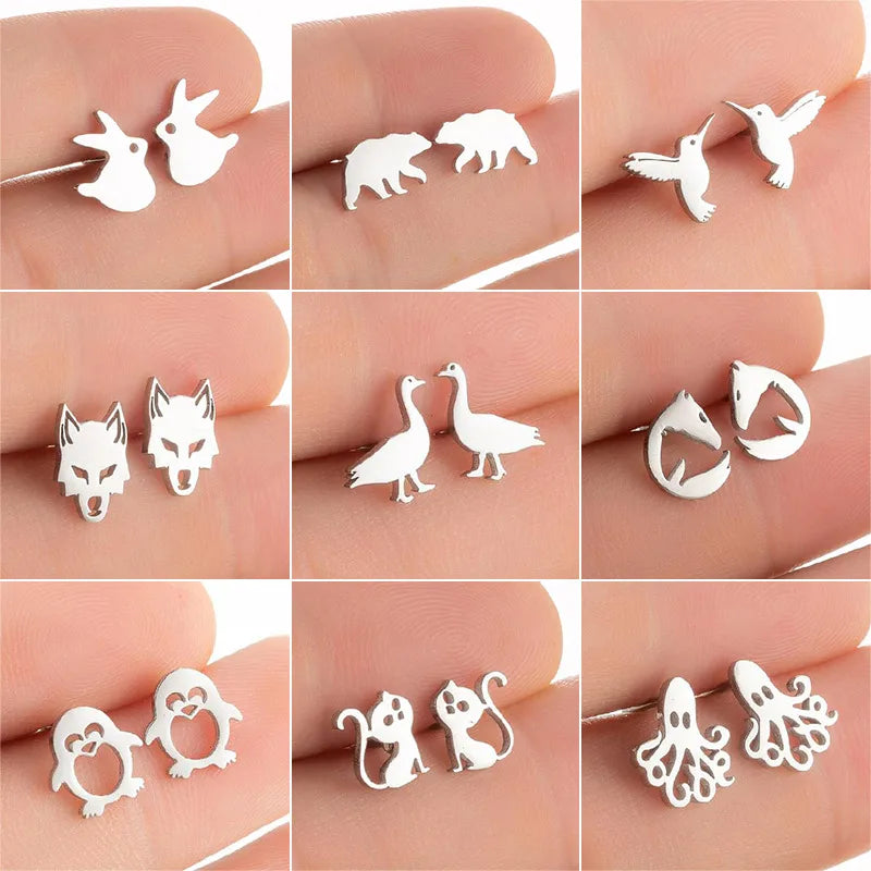 1 Pair Fashion Animal Hollow Out 304 Stainless Steel 18K Gold Plated Ear Studs