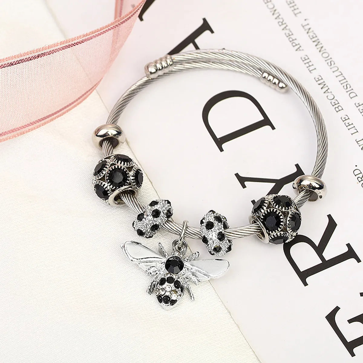 Fashion Animal Titanium Steel Plating Artificial Gemstones Bangle 1 Piece