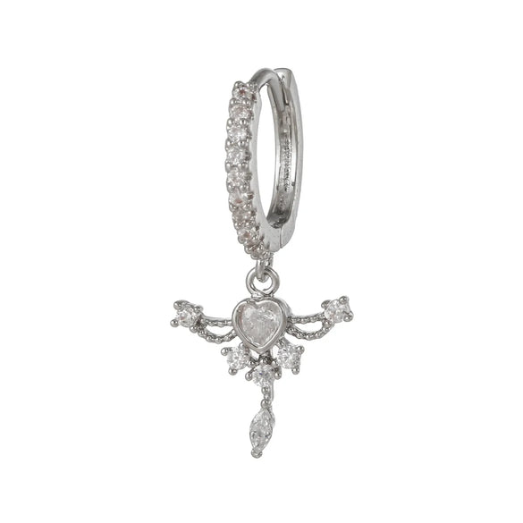 Fashion Animal Wings Copper Inlaid Zircon Drop Earrings 1 Piece