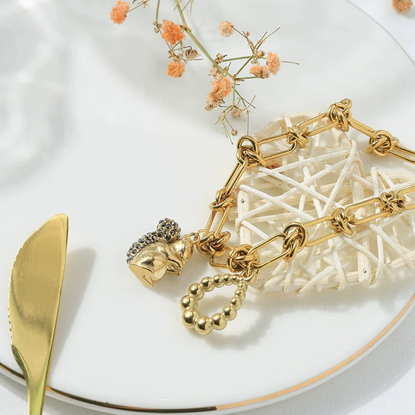 Fashion Animal Zodiac Hollow Pendant Bracelet Stainless Steel Electroplating Jewelry
