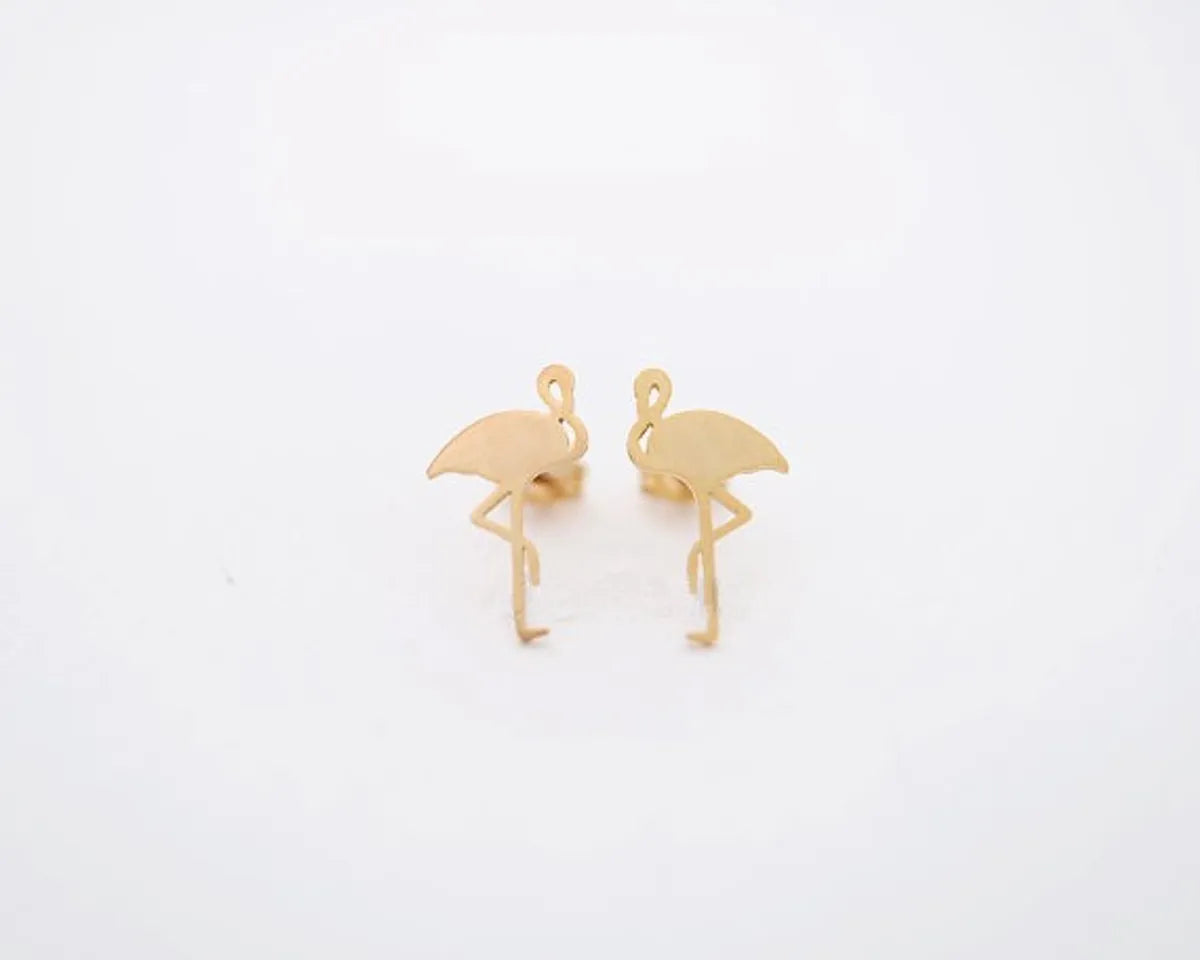 Fashion Animals Brushed Red-crowned Crane Flamingo Long-legged Crane Earrings Wholesale