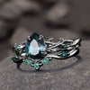 Fashion Antiring Gun Black Inlaid Green Diamond Alloy Geometric Engagement Ring For Women With Electroplating