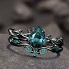 Fashion Antiring Gun Black Inlaid Green Diamond Alloy Geometric Engagement Ring For Women With Electroplating
