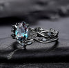 Fashion Antiring Gun Black Inlaid Sea Blue Diamond Alloy Geometric Engagement Ring For Women With Electroplating And Ins Style
