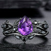 Fashion Antiring Gun Black Inlaid Sea Blue Diamond Alloy Geometric Engagement Ring For Women With Electroplating And Ins Style