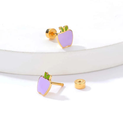 Fashion Apple Stainless Steel Ear Studs