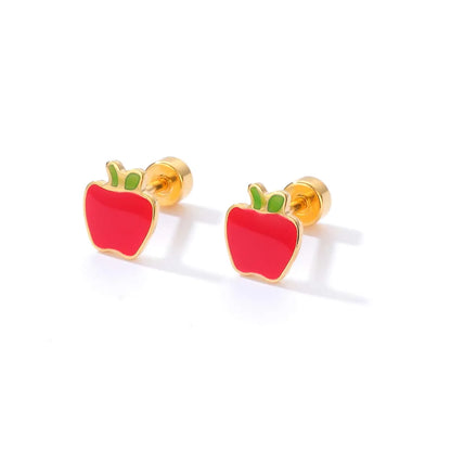 Fashion Apple Stainless Steel Ear Studs