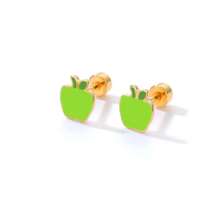 Fashion Apple Stainless Steel Ear Studs