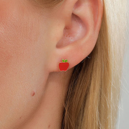 Fashion Apple Stainless Steel Ear Studs