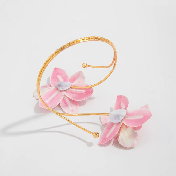 Fashion Artificial Flower Arm Bracelet Sweet Ins Style Plumeria Fabric Wax Line Handmade