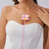Fashion Artificial Flower Necklace Choker Handmade With Skin Wax Thread And Fabric Flowers