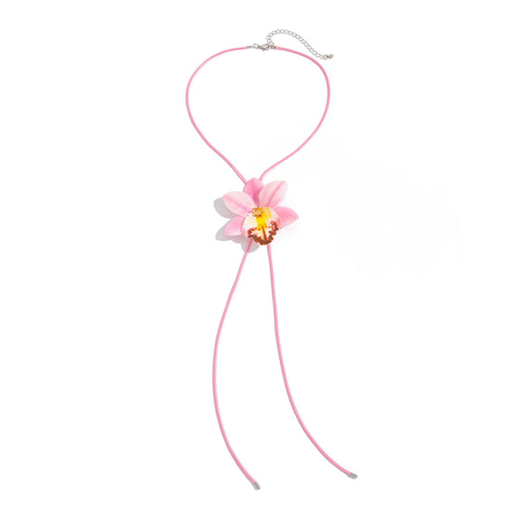 Fashion Artificial Flower Necklace Choker Handmade With Skin Wax Thread And Fabric Flowers