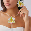 Fashion Artificial Flower Necklace Choker Handmade With Skin Wax Thread And Fabric Flowers