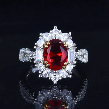 Fashion Synthetic Ruby Ring Inlaid Seiko Simple Opening Colored Gems Female Copper Ring