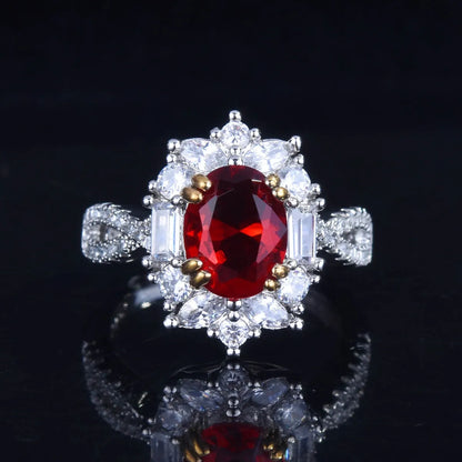 Fashion Synthetic Ruby Ring Inlaid Seiko Simple Opening Colored Gems Female Copper Ring