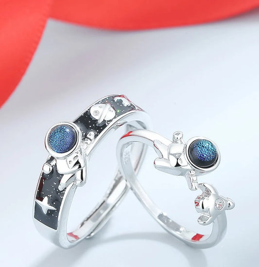 Fashion Astronaut Copper Inlay Artificial Gemstones Rings 1 Piece