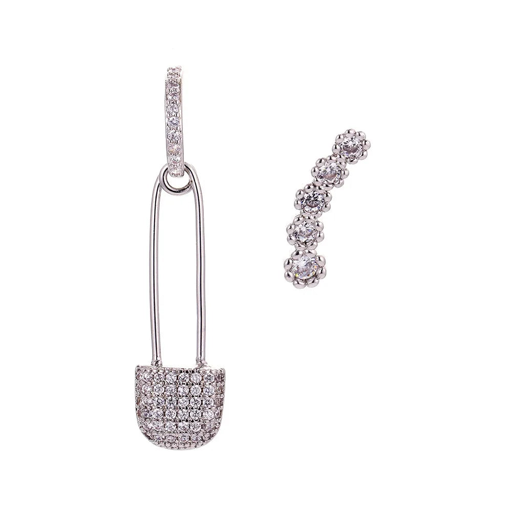 Fashion Asymmetrical Diamond-Studded Earrings Wholesale