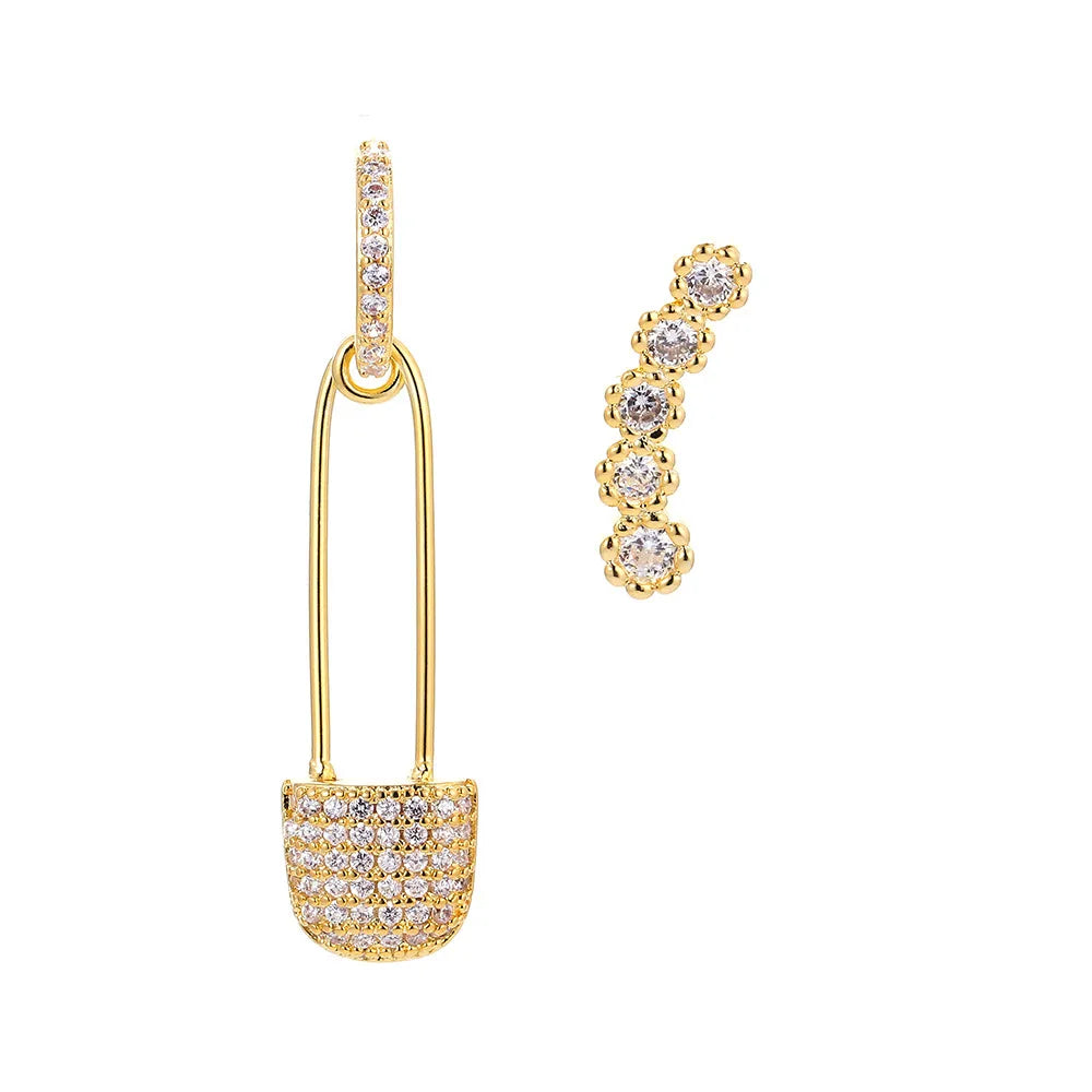 Fashion Asymmetrical Diamond-Studded Earrings Wholesale