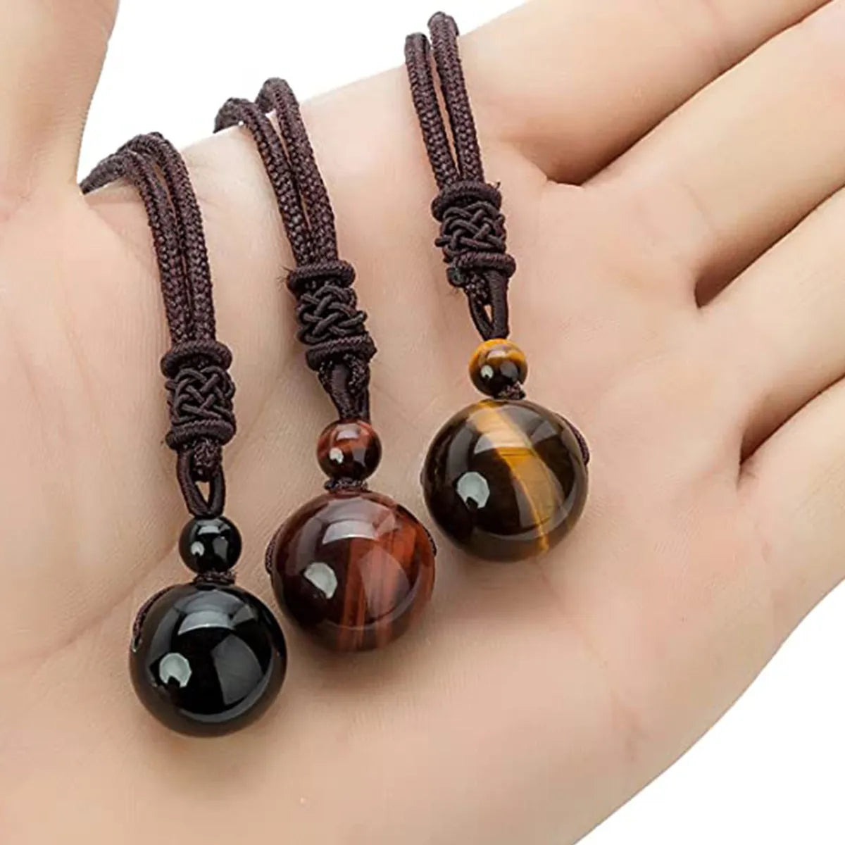 Fashion Ball Natural Stone Polishing Men'S Pendant Necklace 1 Piece