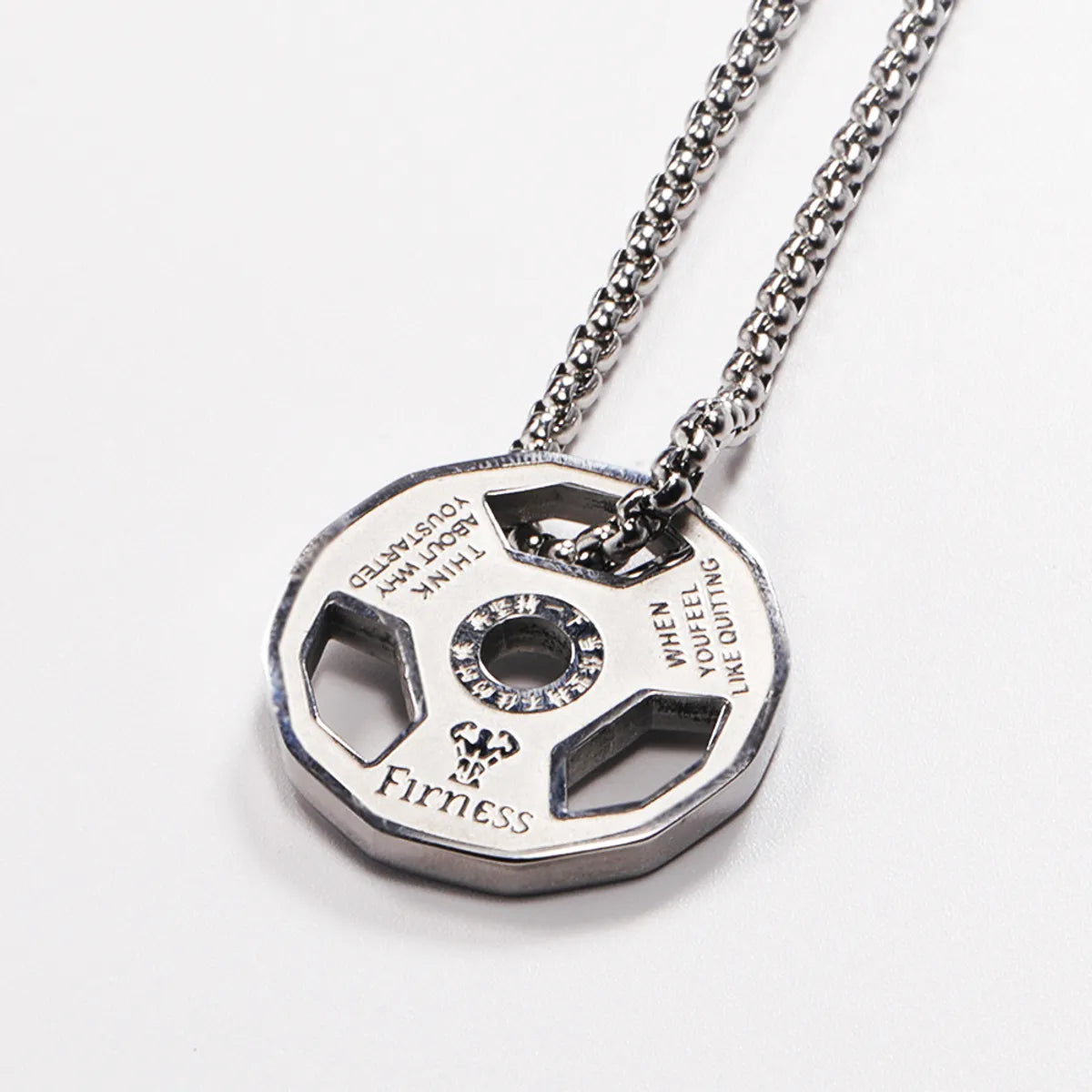 Fashion Barbell Titanium Steel Plating Hollow Out Pendant Necklace 1 Piece