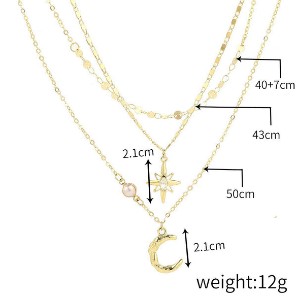 Fashion Baroque Imitation Pearl Alloy Pendant Collarbone Necklace For Women With Geometric Design