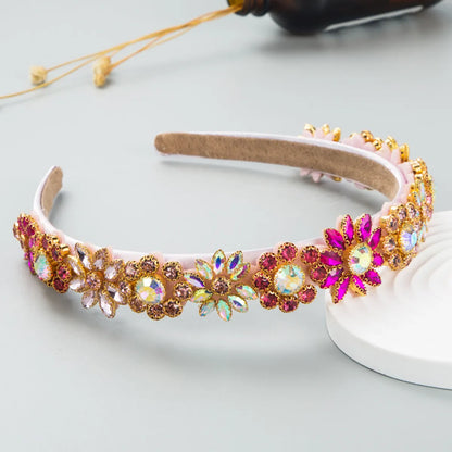 Fashion Baroque Inlaid Color Rhinestone Flower Wholesale Headband