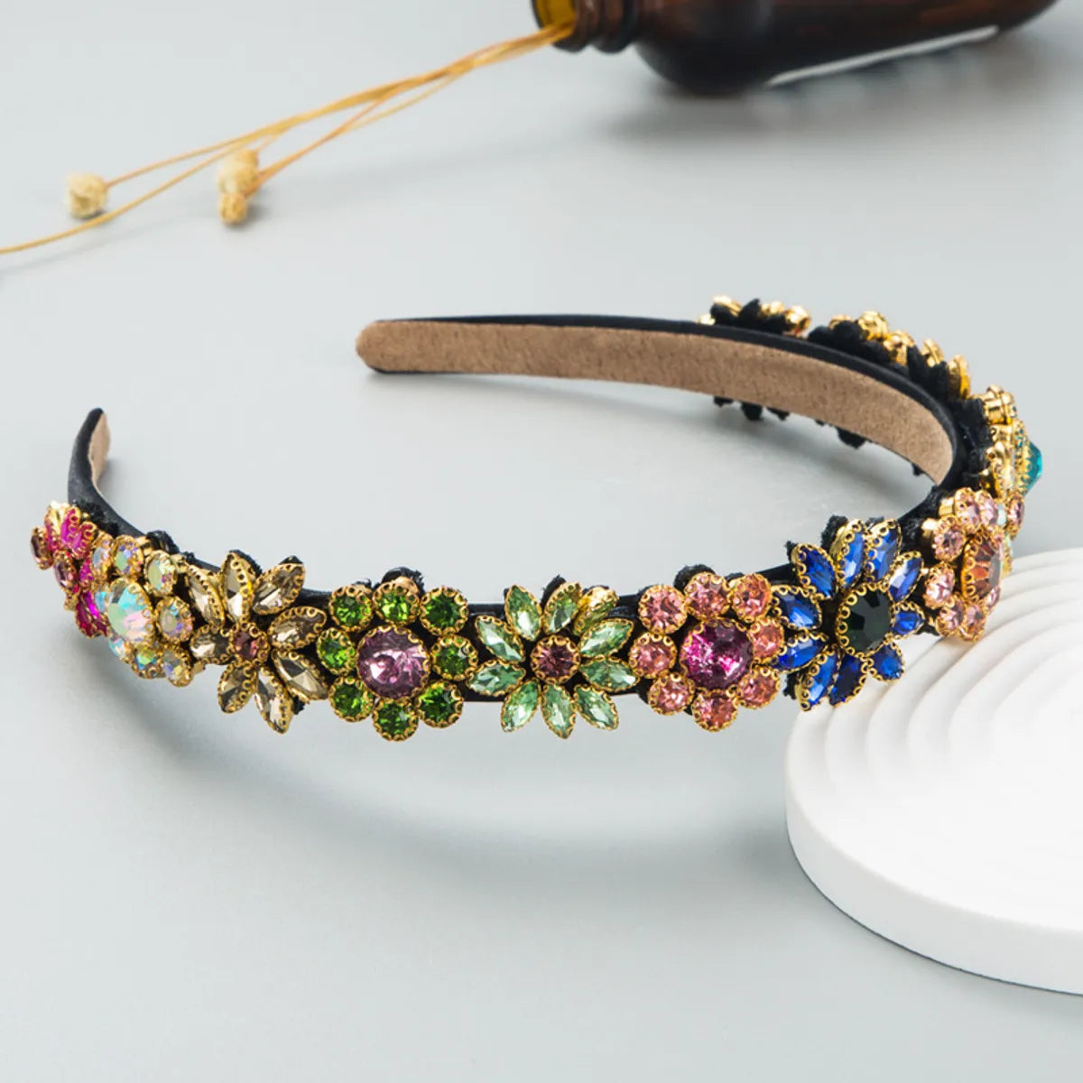 Fashion Baroque Inlaid Color Rhinestone Flower Wholesale Headband