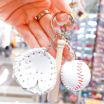 Fashion Baseball Pu Leather Unisex Bag Pendant Keychain