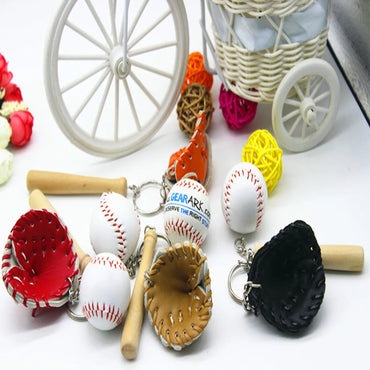 Fashion Baseball Pu Leather Unisex Bag Pendant Keychain