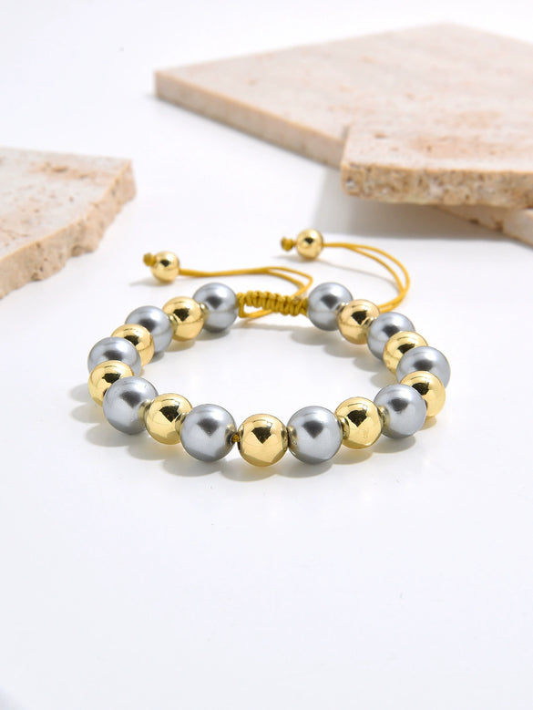 Fashion Beaded Women's Handmade Geometric Gold Plated Bracelet