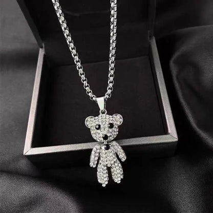 Fashion Bear Alloy Inlay Rhinestones Women's Pendant Necklace 1 Piece