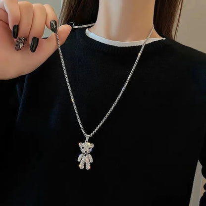 Fashion Bear Alloy Inlay Rhinestones Women's Pendant Necklace 1 Piece