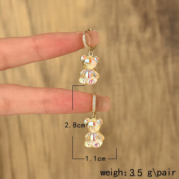 Fashion Bear Alloy Plating Zircon Women'S Drop Earrings 1 Pair