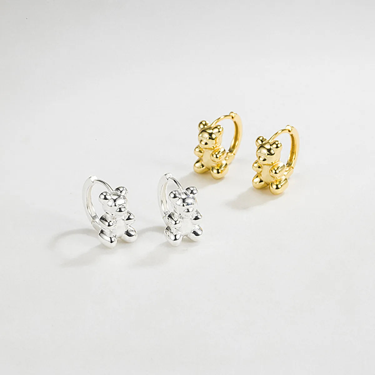 1 Pair Fashion Bear Plating Sterling Silver Earrings