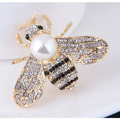 Fashion Bee Alloy Inlay Artificial Pearls Rhinestones Women'S Brooches